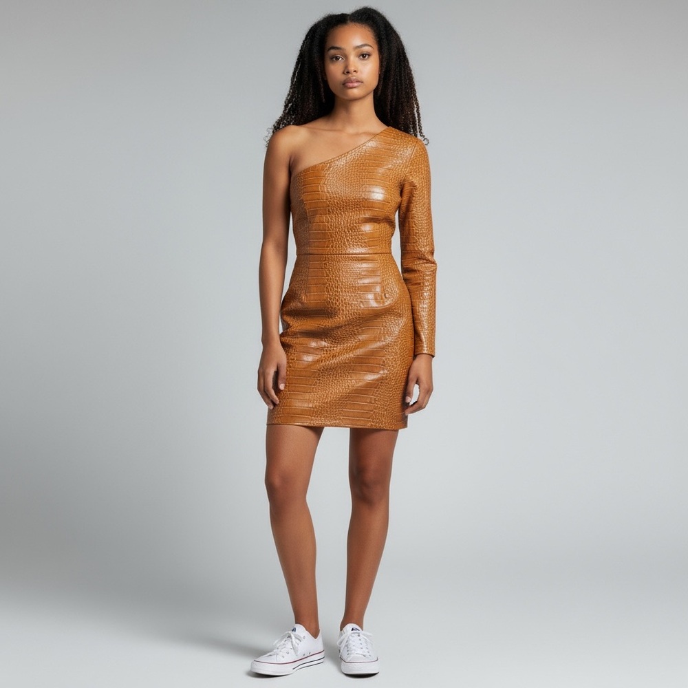 Blithe LA one shoulder reptile print party dress